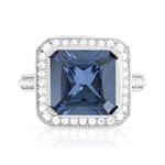 Bague argent 925 saphir imitation carrée et zirconias - vue 3