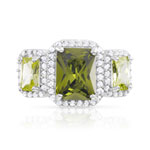 Bague argent 925 rectangles zirconias verts et blancs - vue 3