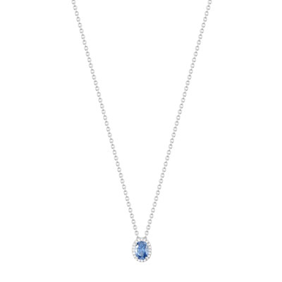 Collier argent 925 zirconias bleu et blancs 45 cm