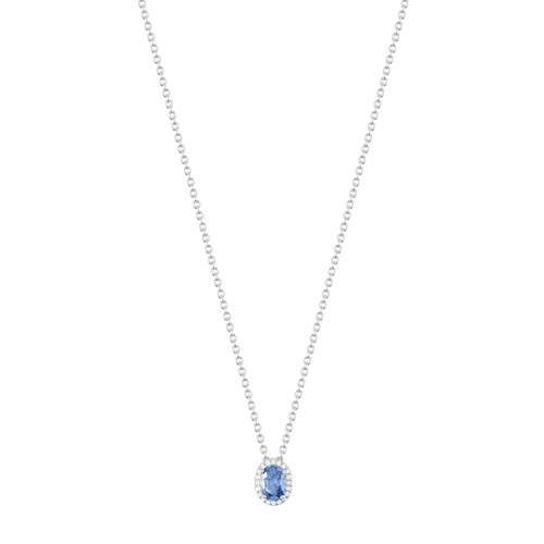 Collier argent 925 zirconias bleu et blancs 45 cm