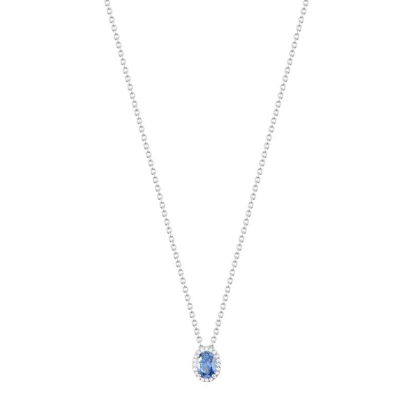 Collier argent 925 zirconias bleu et blancs 45 cm - vue 1
