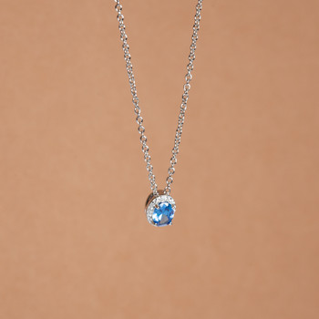 Collier argent 925 zirconias bleu et blancs 45 cm