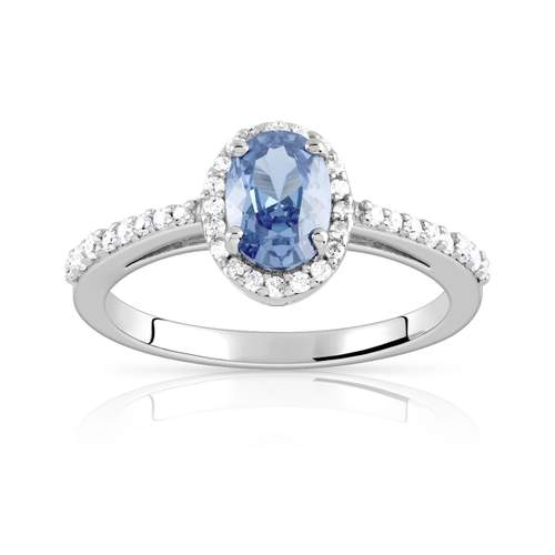 Bague argent 925 zirconia bleu ovale et blancs