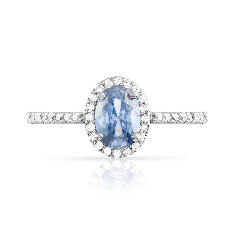 Bague argent 925 zirconia bleu ovale et blancs - vue 3