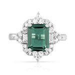 Bague argent 925 pierre imitation verte rectangulaire et zirconias - vue 3