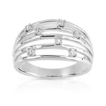 Bague argent 925 multi-anneaux diamants - vue 1