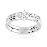 Duo solitaire alliance argent 925 zirconia