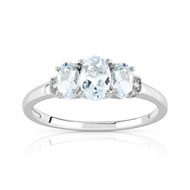 Bague argent 925 aigues-marines diamants