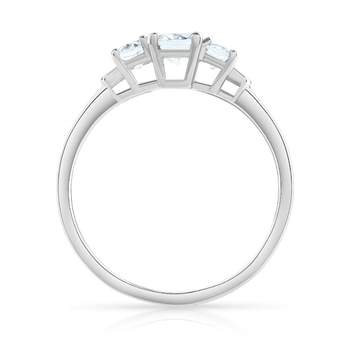 925 zilveren ring met aquamarijnen en diamanten