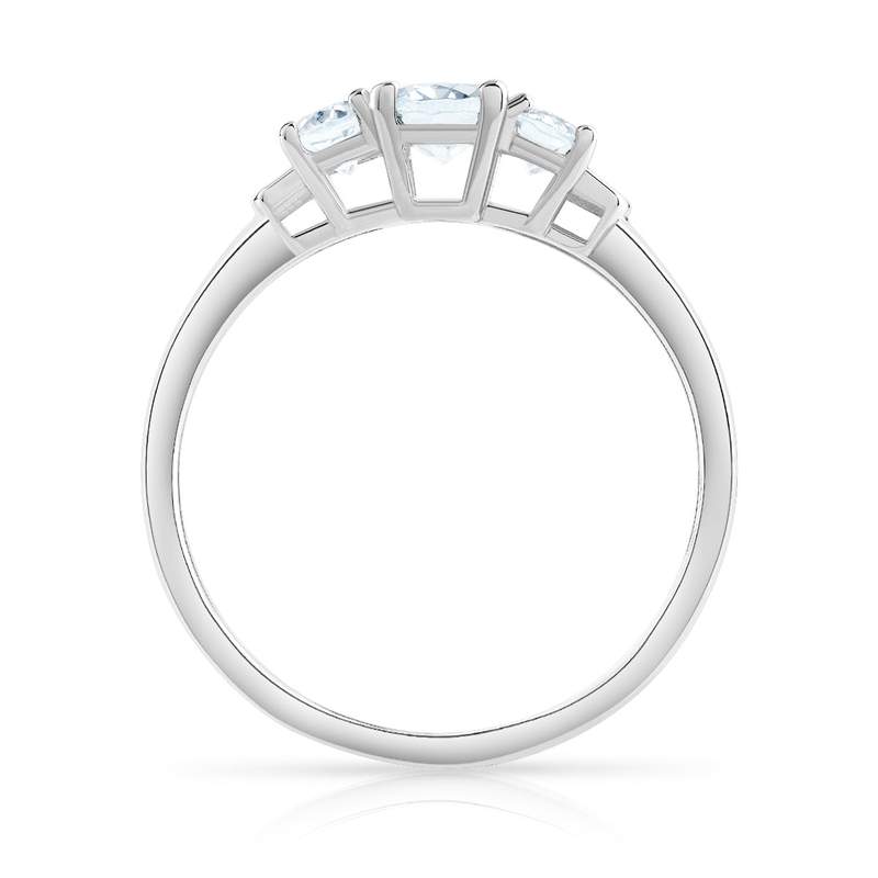 Bague argent 925 aigues-marines et diamants - vue 2