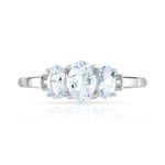 Bague argent 925 aigues-marines et diamants - vue 3