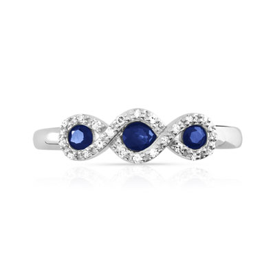 Bague argent 925 saphir diamant - vue V3