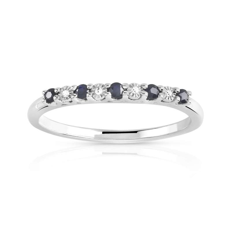 Bague argent 925 saphirs et diamants - vue 1