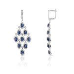 Boucles d'oreilles argent 925 pendants zirconias bleus et blancs - vue 1