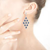 Boucles d'oreilles argent 925 pendants zirconias bleus et blancs - vue Vporté 1