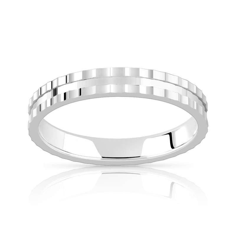 Alliance argent 925 crantée 3 mm - vue 1