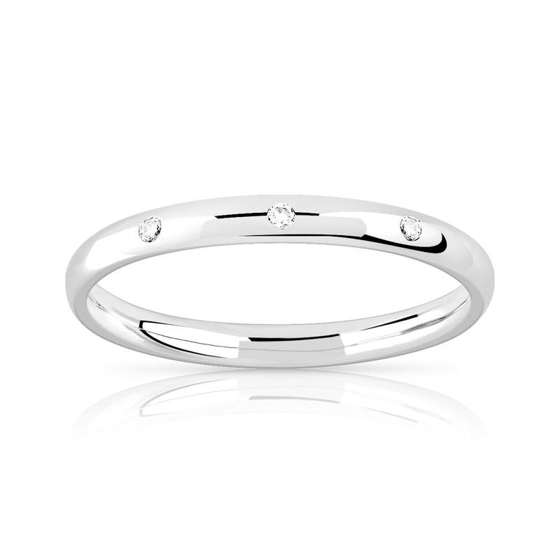 Alliance argent 925 diamants 2,20 mm - vue 1