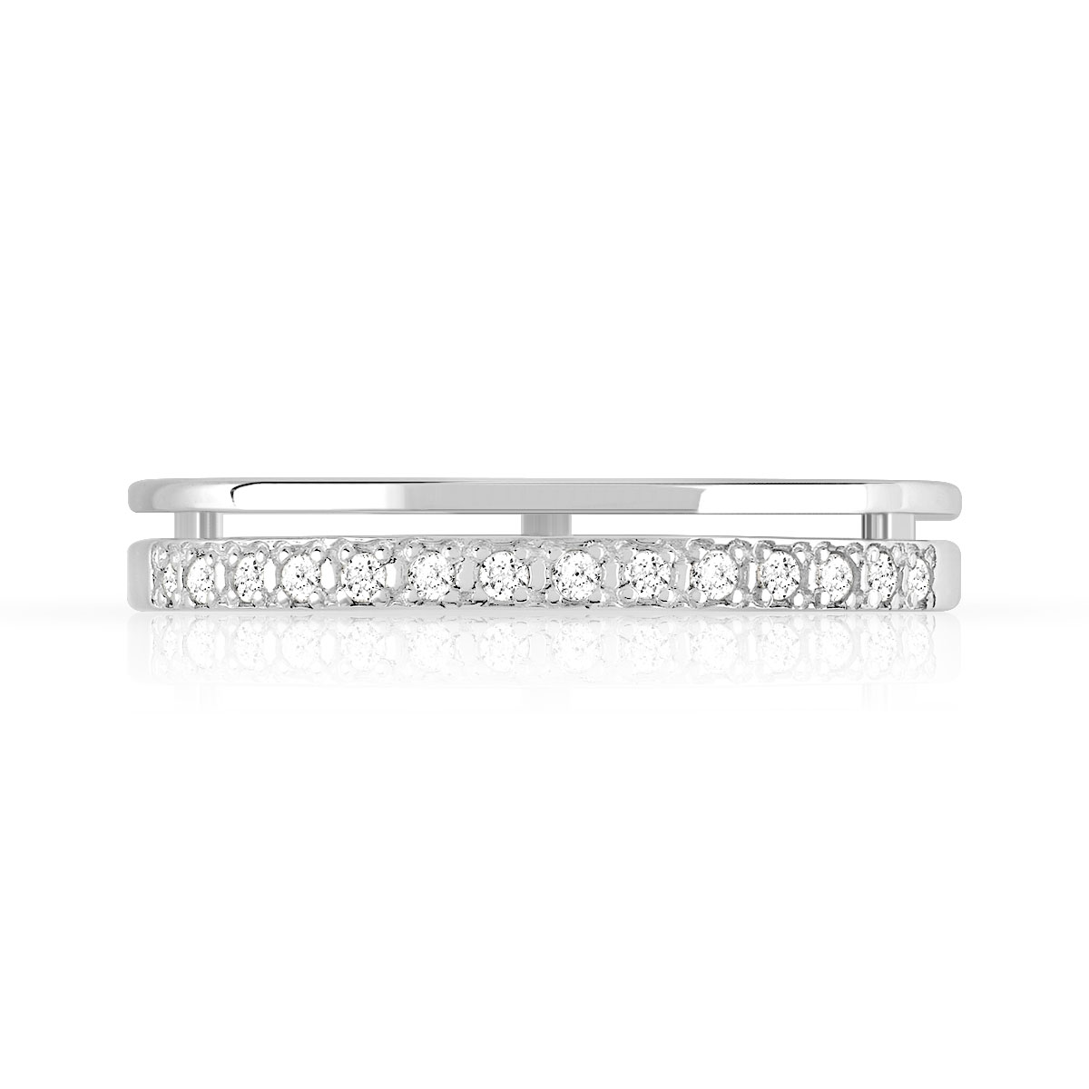Alliance argent 925 diamants 0.10 ct 3 mm - vue 3