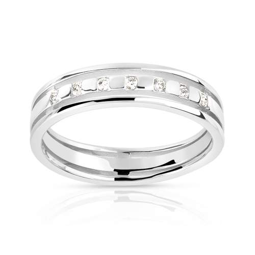 Alliance argent 925 ajourée diamants 4,3 mm