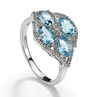 Bague argent topazes bleues traitées