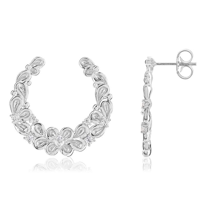 Boucles d'oreilles argent 925 zirconias - vue 1