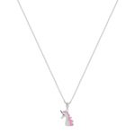 Collier argent 925 et laque licorne 41 cm - vue 1