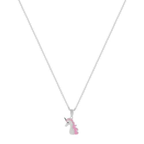Collier argent 925 et laque licorne 41 cm