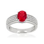 Bague argent 925 zirconias rouge et blancs - vue 1