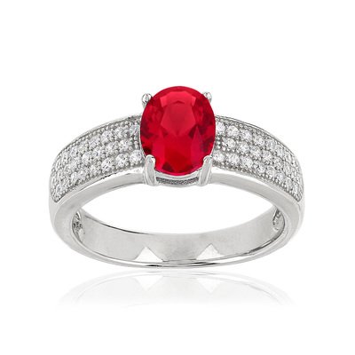 Bague argent 925 zirconias rouge et blancs - vue 1