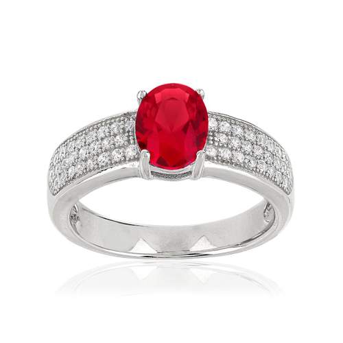 Bague argent 925 zirconias rouge et blancs