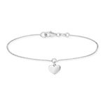 Bracelet argent 925 maille boule pampille coeur 19 cm - vue 2