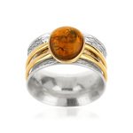 Bague argent 925 2 tons ambre ovale - vue 1