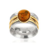 Bague argent 925 2 tons ambre