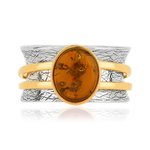Bague argent 925 2 tons ambre ovale - vue 2