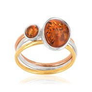 Bague argent 925 3 tons ambre
