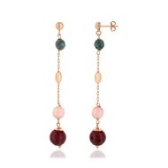 Boucles d'oreilles argent rosé agates oeil de cha