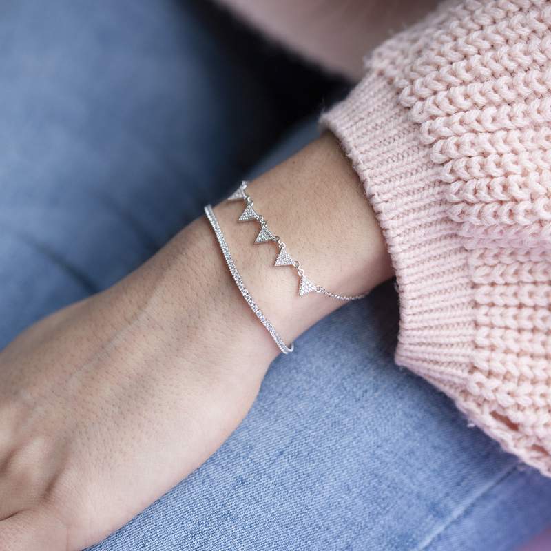 Bracelet tennis argent 925 zirconias 18 cm - vue porté 2