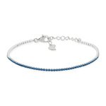 Bracelet tennis argent 925 pierres imitations bleues 18 cm - vue 1
