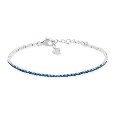 Bracelet tennis argent 925 pierres imitations bleues 18 cm