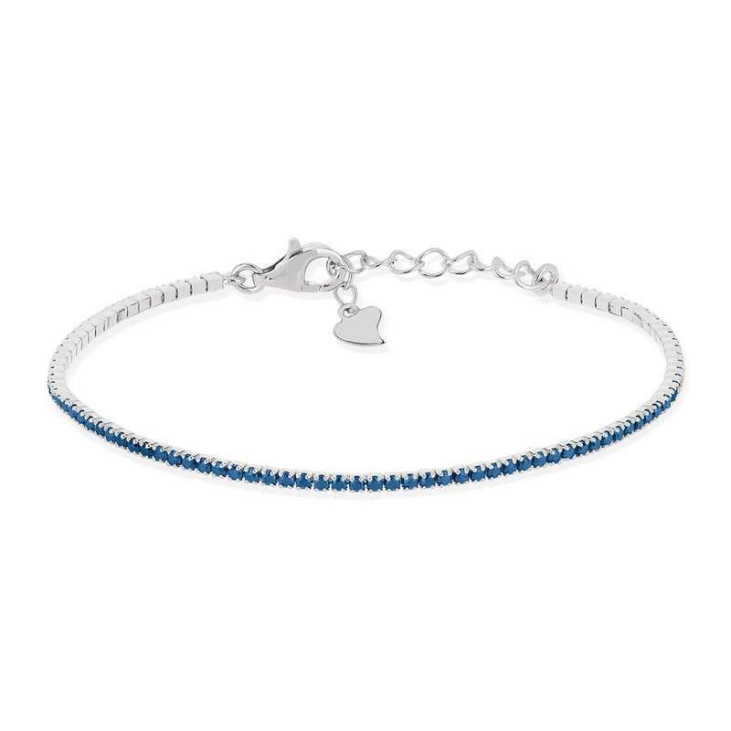 Bracelet tennis argent 925 pierres imitations bleues 18 cm - vue 1