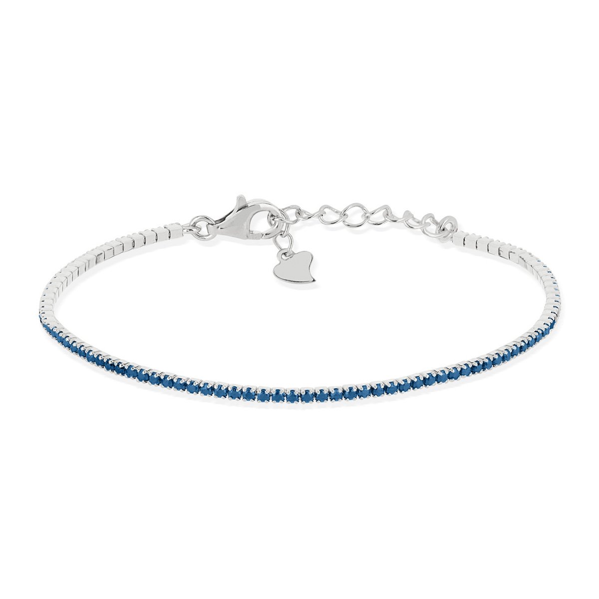 Bracelet tennis argent 925 pierres imitations bleues 18 cm - vue 2