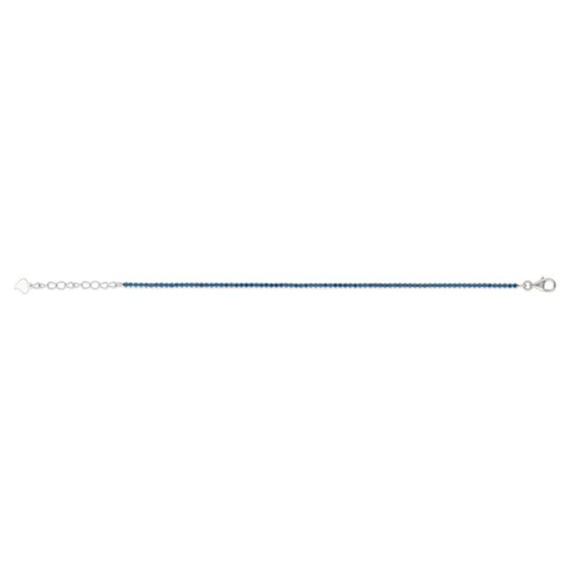 Bracelet tennis argent 925 pierres imitations bleues 18 cm - vue 2