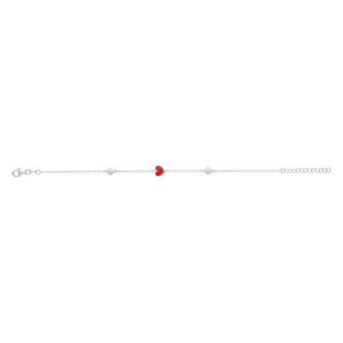 Bracelet argent 925 laque coeurs 20 cm