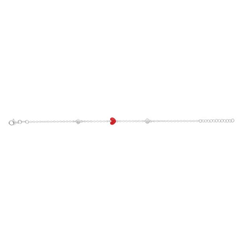 Bracelet argent 925 laque coeurs 20 cm - vue 1