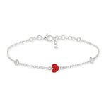 Bracelet argent 925 laque coeurs 20 cm - vue 2
