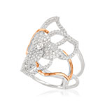 Bague argent 925 2 tons fleur ajourée zirconias - vue D1