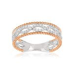 Bague argent 925 2 tons tressée zirconias - vue 1