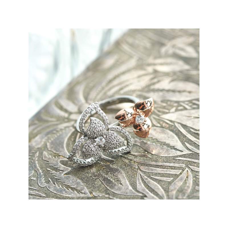 Bague argent 925 2 tons zirconia - vue D2