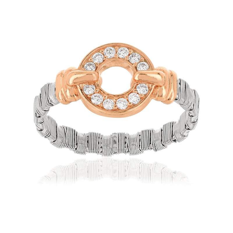 Bague argent 925 2 tons zirconia - vue 1