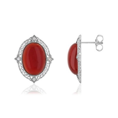 Boucles d'oreilles argent 925 agates zirconia - vue 1